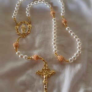 Terço Nossa Senhora das Graças Branco e Dourado